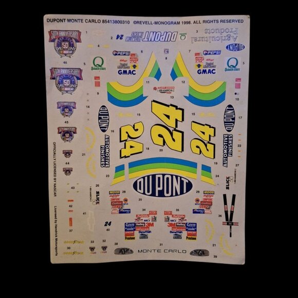 24 Nascar Model Car Decals Race Jeff Gordon Sponsor Vintage 1996 Dupont - Picture 3 of 7